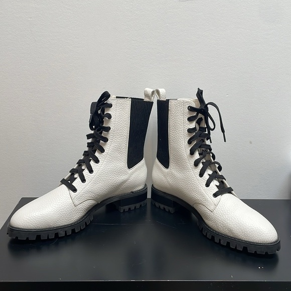 SENSO Jackson ankle boots white combat lace up leather US7 - Picture 9 of 12